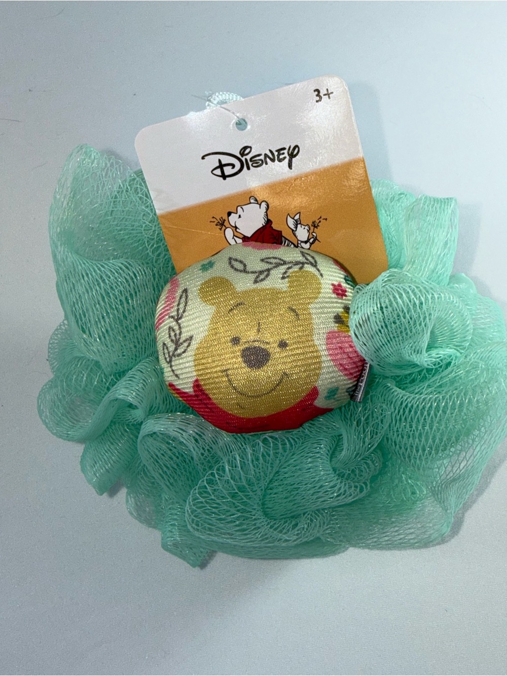 NWT-Disney Winnie-the-Pooh Character Seafoam Green Mesh Shower Bath Pouf